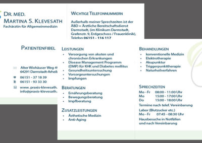 Praxisfibel 4 Seiter für eine Ärztin aus Arheilgen