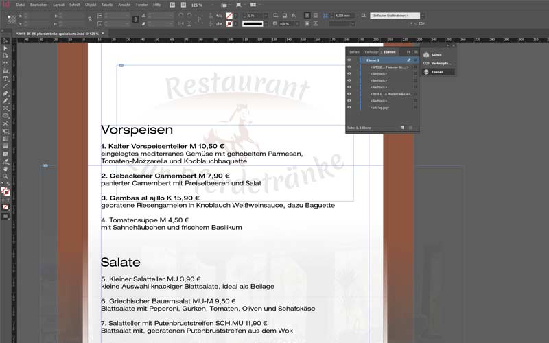 Speisekarte-Restaurant-Pferdetränke