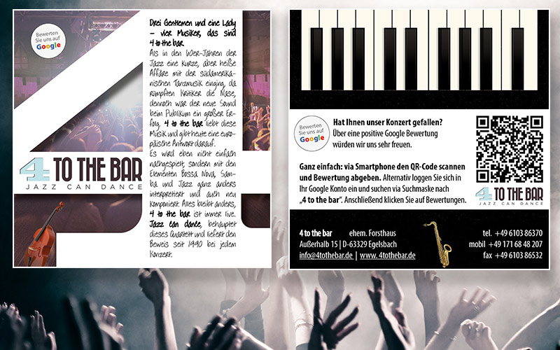 QR-Code-Google-Bewertung Flyer für eine Jazz Band