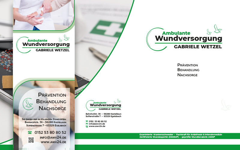 Visitenkarten, Business-Folder und Rollup für ein Egelsbacher Unternehmen